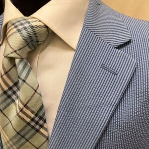 ChapsRalph Lauren Seersucker Sport Coat Blazer Cotton Blend Blue Men 46L